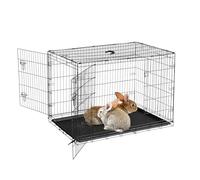 GarveeHome Hamster Cage with Removable Tray, Foldable Rabbit Cage with 2 Doors, UNH Safety Lock, 121 x 76.5 x 81 cm, Portable Transport Cage for Dogs, Hamsters and Rabbits