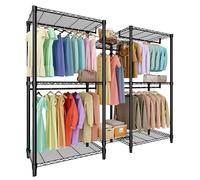 GarveeHome Heavy Duty Clothes Rack, Freestanding Wardrobe with Height-Adjustable Shelves, 195 x 45 x 195 cm, Load Capacity up to 850 kg - Sturdy Clothes Rail for Bedroom, Living Room