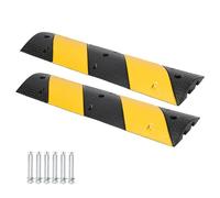 GarveeHome Heavy Duty Dual-Channel Rubber Speed Bumps 2 Pack - 3.3FT Cable Protector Ramps, 66,000 lbs Load, Anti-Slip, 6 Bolt Spikes, Modular, Ready-to-Install for Driveways, Parking, Warehouse,