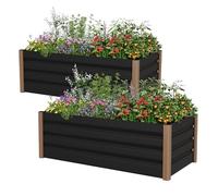 GarveeHome Heavy Duty Weatherproof Raised Garden Bed Planter Box - Large Aluminum, Open Bottom, Rounded Safety Corners, Anti-Cut Trim - Outdoor Gardening Container - Gray - 6.5' x 2.5' x 16"