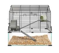 GarveeHome Large Hamster Cage, 3-Tier Gerbil Cages with Running Wheel, Water Bottle, Food Bowl, Ramps, Portable Hamster House with 7" Deep Glass Bottom for Syrian, Dwarf Hamster, Gerbils