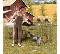 GarveeHome Large Metal Chicken Coop 2.2 x 1 x 1 m Chicken Cage Small Animal Hutch with Waterproof PE Cloth, 4 Doors and 1 Window Chicken Enclosure for the Yard Farm Chickens and Other Small Animals