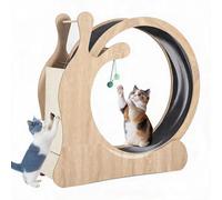 GarveeHome Large Silent Cat Exercise Wheel for Indoor Cats, Wooden Running Wheel with Sisal Scratching Pad and Hanging Toys, Stable Anti-Slip Base, Carpeted Treadmill for Pet Health and Activity