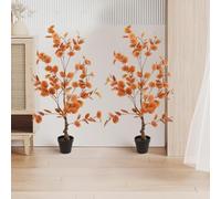 GarveeHome Pack of 2 Artificial Eucalyptus, 90 cm Large Artificial Tree Eucalyptus with Natural Wood Trunk, Autumn and Winter Atmosphere Fake Plastic Plants in Pot Decoration for Indoor and Outdoor