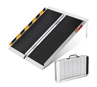 GarveeHome Portable Aluminum Wheelchair Ramp - 8FT Folding, Non-Slip Threshold Access, 600lb Capacity - Lightweight Medical Mobility Ramp for Steps, Doorways, Curbs, Cars, Stairs - Safety Lock