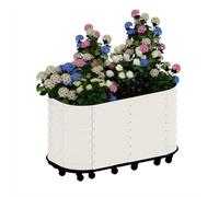 GarveeHome Portable White Galvanized Steel Raised Garden Bed with Wheels & Self-Watering - Mobile Elevated Metal Planter Box for Vegetables, Herbs, Flowers - Milky White, 195x60x50CM