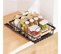 GarveeHome Pull Out Cabinet Organizer Expandable Slide Out Drawer Organizers, No Drill Pull Out Drawers Adhesive Compatible Framed Cabinets Shelves for Kitchen Pantry