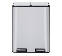 GarveeHome Recycling Trash Can, Dual Compartment30L x 2, Kitchen Garbage Bin with Separate Pedals, Smudge-Proof, Soft-Close Lids, Space-Saving Design for Home and Office Waste Sorting,Stainless Steel