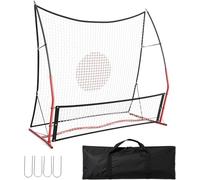 GarveeHome Soccer Rebounder, 2 in-1 Football Rebounder Nett, Football Training Net with Kickback Target Goal for Team Volley Passing Solo Training, Includes Carry Bag and 4 Ground Spikes, Red & Black