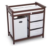 GarveeHome Solid Wood Multi-Layer Baby Changing Table - Safety Rails, 3 Drawers, Storage Space, Nursery Dresser Design, Infant Diaper Changing Station