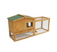 GarveeHome Spacious 2-Story Wooden Small Animal Cage for Rabbits & Guinea Pigs - Weatherproof Hutch with Run, Removable Wire Mesh, Leak-Proof Pull-Out Tray, Anti-Chew Metal Ramp - Indoor & Outdoor Pet