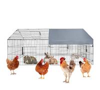 GarveeHome Spacious Walk-In Metal Small Animal Cage for Outdoor, Waterproof Roof, Secure Enclosure & Playpen for Chickens, Ducks, Rabbits, Hens - Durable Backyard Poultry Coop, 86"×40"×40" - Grey