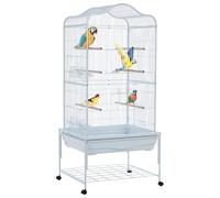 GarveeHome Spacious Wrought Iron Bird Cage with Rolling Stand - 54 Inch, Play Perches & Ladders, Removable Tray, Durable Metal Frame - Ideal for Parakeets, Cockatiels, Conures, Canaries -