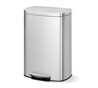 GarveeHome Step-On Kitchen Trash Can 50L, Stainless Steel Rubbish Bin with Soft Close Lid, Fingerprint Resistant, Easy Clean Removable Inner Bucket for Home Office Stainless steel, 50L