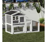 GarveeHome Superior 2-Story Wooden Rabbit Hutch with Run - Weatherproof Rabbit Cage for Small Animals, Removable Wire Mesh, Leak-Proof Pull-Out Tray, Anti-Chew Metal Ramp, Indoor & Outdoor Pet