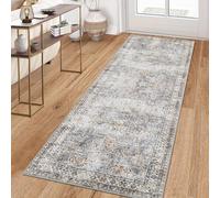 GarveeHome Vintage Oriental Low-Pile Area Rug - Machine-Washable Polyester Carpet with Non-Slip TPR Backing, Hypoallergenic & Easy-Clean for Living Room, Bedroom, Dining Room - Blue 200x290cm Made in
