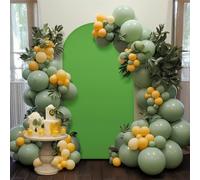 GarveeHome Wedding Arch Background Cover, 1.2 x 2.2 m Doubleside Spandex Cover Background Cover with Zip Bottom Decoration for Ceremony, Weddings, Party, Green