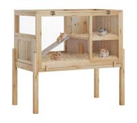 GarveeHome Wooden Guinea Pig Cage with Deep Pull-Out Tray - 2-Storey Indoor Rabbit Hutch, Includes Ramp & Removable Floor, 120cm x 60cm Habitat for Small Animals, Nature