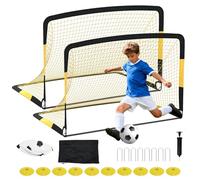 GarveeLife 182.8x121.9cm Soccer Goal for Backyard, Portable & Heavy Duty Frame, All-Weather Net, Includes Ground Stakes, Fast Snap-Together Assembly，2 Sets in Yellow