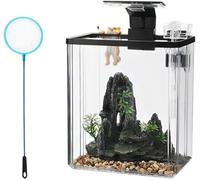 GarveeLife 2.6 Gallon Small Fish Tank, Betta Fish Tank kit with LED Light, Oxygen Generator, Fish Tank Starter Kits for Beta,Goldfish-6PCS