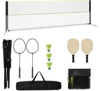 GarveeLife 2-in-1 Pickleball and Badminton Set with Height-Adjustable Net, 5.20 m B Badminton Net, Portable Pickleball Set with Rackets and Rackets, for Tennis and Volleyball in the Garden