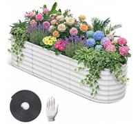 GarveeLife 2-Pack Galvanised Steel Raised Garden Beds, 240x60x60cm Bottomless Outdoor Planter Boxes for Vegetables, Plants and Flowers
