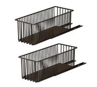 GarveeLife 2 Pack Pull Out Kitchen Cupboard Organiser, Heavy Duty Carbon Steel Slide Out Drawer for Cabinets, Drill-Free Under Sink Storage Basket with Removable Divider, 16.2 x 6 x 6.4 Inches, Black
