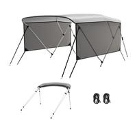 GarveeLife 3 Bow Bimini Top Boat Canopy - Waterproof UV-Resistant 600D Polyester, 2.5 cm Aluminium Frame, Mesh Sidewalls, Support Poles, Straps & Storage Bag