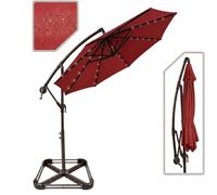 GarveeLife 3 m Cantilever Parasol with Base Included, 360° Rotating Garden Parasol with Hand Crank, Banana Patio Umbrella, UPF 50+ Sun Shade for Patio, Garden and Decking