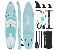 GarveeLife 335x86x15cm Inflatable Stand Up Paddle Board for Adults, Full Accessories Set with Paddle, Backpack, Pump, Non-Slip EVA Surface, Phone Case, for All Skill Levels, Teal