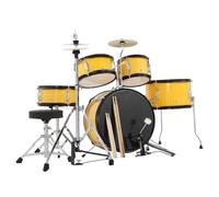 GarveeLife 5-Piece Junior Drum Kit for Kids, Complete Beginner Percussion Starter Set with Snare, Cymbals, Stool & Sticks (Yellow)