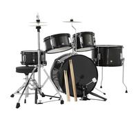 GarveeLife 5-Piece Junior Drum Kit for Kids, Complete Beginner Percussion Starter Set with Snare, Cymbals, Stool & Sticks (Black)