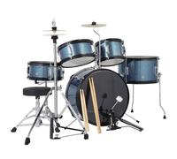 GarveeLife 5-Piece Junior Drum Kit for Kids, Complete Beginner Percussion Starter Set with Snare, Cymbals, Stool & Sticks (Blue)