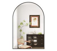 GarveeLife Arched Wall Mirror 55x76 cm - Modern Metal Frame Vanity Mirror, 5mm Tempered Glass for Bathroom, Bedroom & Living Room, Hanging or Leaning Design - Black