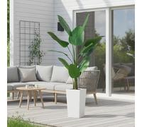 GarveeLife Artificial Plant 147 cm, Artificial Potted Plant with White Planter, Decorative Indoor Plant for Home, Office, Living Room, Weatherproof for Outdoor Use Front Door Decoration