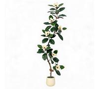 GarveeLife Artificial Plants Large 180 cm, Artificial Magnolia Tree in Planter, Artificial Plant with Magnolia Flowers, Easy Care, Artificial Plant Tree Decoration for Living Room, Office, Outdoor and