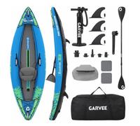 GarveeLife Drop Stitch Inflatable Kayak for One Person, 450lbs Capacity Lightweight Canoe, Adjustable Paddle, Detachable Seat, Dual-Action Pump & Carry Bag, Perfect for Lake, River, Calm Ocean