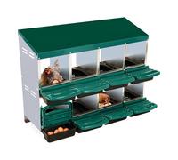 GarveeLife Efficient Egg Collection Metal Chicken Nesting Box - Roll Away Design, 8 Compartments, Pull-Out Cleanable Trays, Wall Mountable, Durable Lid Cover, Green without bracket legs, 8 compartment