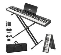 GarveeLife Folding Piano Keyboard,Full Size 88 Key Semi Weighted Keyboards Electric Piano,Portable Keyboard Digital Piano with Stand,Sustain Pedal,Headphones,Handbag,Bluetooth,USB MIDI for Beginner