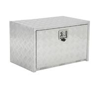 GarveeLife Heavy Duty Diamond Plate Aluminium Underbody Truck Tool Box - Waterproof Storage with Lock & Keys, 46 x 46 x 46 cm (18 x 18 x 18 in) for Pickup, Trailer & Motorhome - Silver