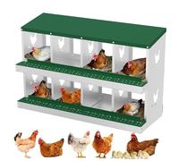 GarveeLife Heavy-Duty Metal Chicken Nesting Box - 8 Large Vented Compartments, Rustproof Galvanized Steel, Rollout Egg Collection, Easy-Clean, Wall-Mountable Poultry Coop Accessory, Green, 8 Grids