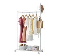 GarveeLife Heavy Duty Metal Clothes Rack on Wheels - Freestanding Portable Garment Rail with Bottom Storage Shelf - Easy to Assemble, Perfect for Bedroom, Closet, Entryway - White