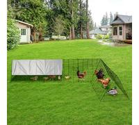 GarveeLife Large Metal Chicken Coop with Run - Heavy-Duty Outdoor Portable Chicken Tractor with Waterproof Cover, Predator-Proof Poultry Enclosure for Hens, Ducks, Rabbits