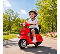 GarveeLife Licensed Vespa Kids Electric Scooter,Toddler Ride on Motorcycle | 6 V 4 Wheels Retro Vintage Ride-on Toy with Anti-Rollover Training Wheels, Headlight & Backrest, PP Body for Kids 3-7 Years O