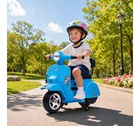 GarveeLife Licensed Vespa Kids Electric Scooter,Toddler Ride on Motorcycle | 6 V 4 Wheels Retro Vintage Ride-on Toy with Anti-Rollover Training Wheels, Headlight & Backrest, PP Body for Kids 3-7 Years O