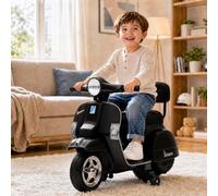 GarveeLife Licensed Vespa Kids Electric Scooter,Toddler Ride on Motorcycle | 6 V 4 Wheels Retro Vintage Ride-on Toy with Anti-Rollover Training Wheels, Headlight & Backrest, PP Body for Kids 3-7 Years O
