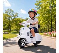 GarveeLife Licensed Vespa Kids Electric Scooter,Toddler Ride on Motorcycle | 6 V 4 Wheels Retro Vintage Ride-on Toy with Anti-Rollover Training Wheels, Headlight & Backrest, PP Body for Kids 3-7 Years O