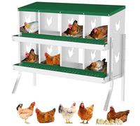 GarveeLife Metal Chicken Nesting Box - 8 Compartments with Rollout Egg Collection, Large Vented Egg Laying Boxes, Rustproof Galvanized Steel, Easy Install & Clean, Wall-Mountable, Green, 8 Grids (With