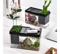 GarveeLife Modern starter set for aquariums, transparent beginner aquarium with breathable lid, large opening, smooth edges, perfect as a desk or living room decoration, also as a