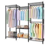GarveeLife Open Clothes Rack, Up to 740 kg, Freestanding Clothes Rail, Sturdy Wardrobe with Height-Adjustable Shelves, Hanger for Bedroom and Hallway, 180 x 40 x 194.2 cm